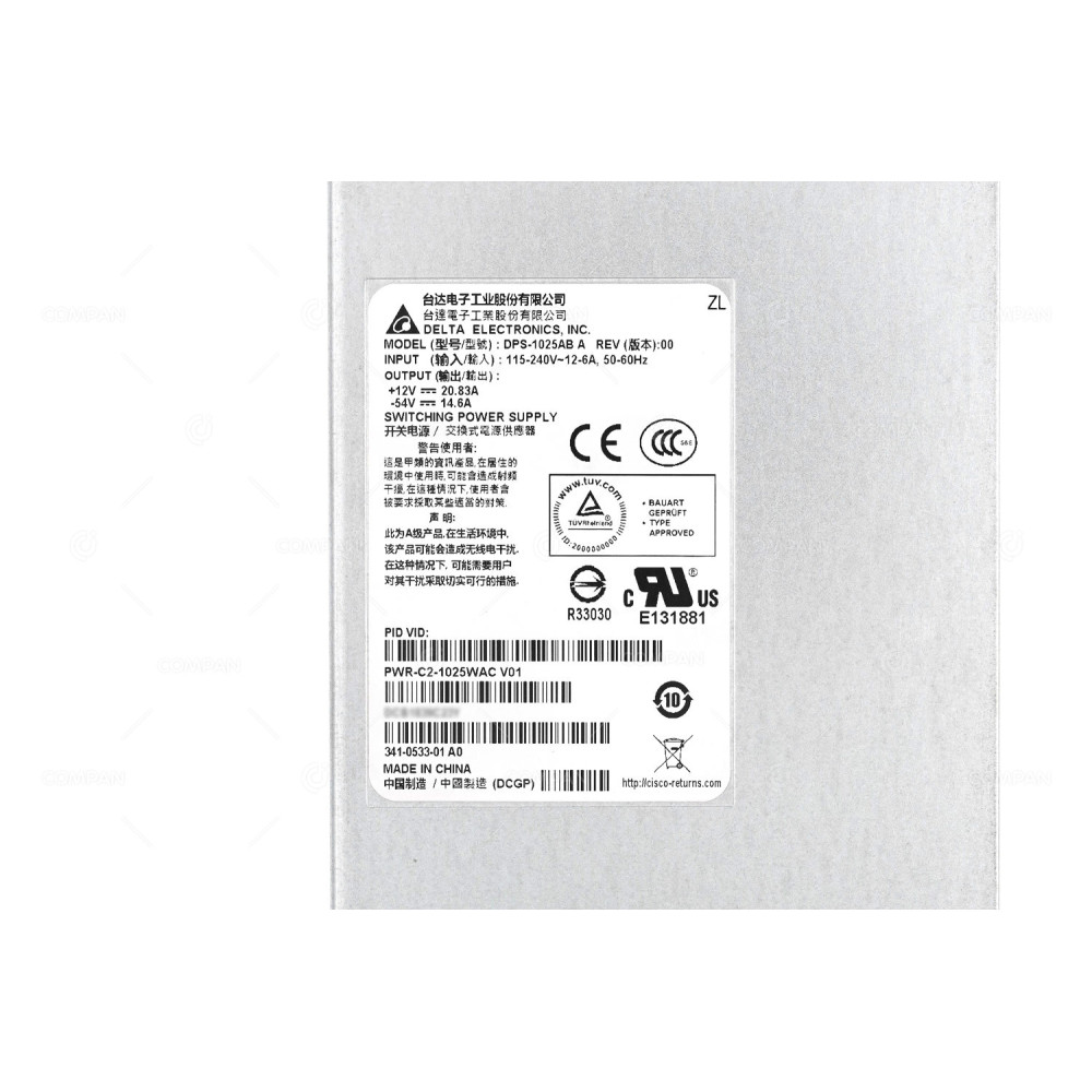 PWR-C2-1025WAC CISCO POWER SUPPLY 1025W FOR CISCO CATALYST 3650